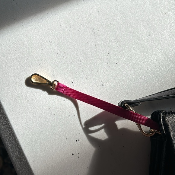 On 34th NWOT black vegan leather clutch/crossbody w/ goldtone hardware & key fob - Picture 6 of 7